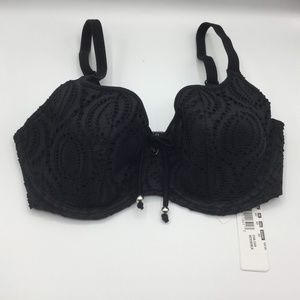 Freya Black Crochet Bikini Swimsuit Top 32F
